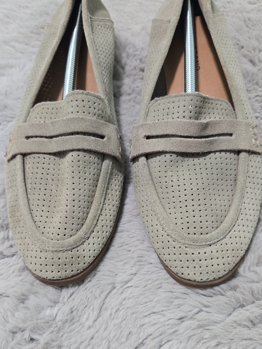 Lucky Brand Caylon penny loafers perforated suede material size 10 - Picture 2 of 9